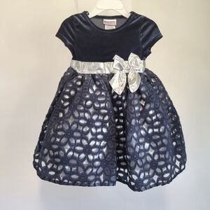 Blueberi Boulevard Girls 2T Toddler Blue Silver Christmas Holiday Dress NEW